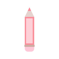 Cartoon cute pink pencil. Isolated on white background, flat design, vector, illustration, EPS10