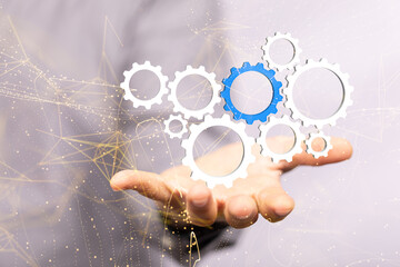 gear system data. Connecting lines and dots.Big data visualization