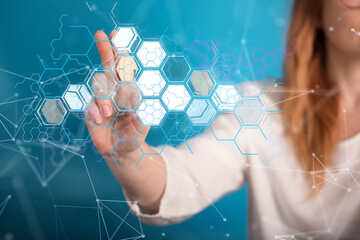 Connecting lines and dots.Big data visualization