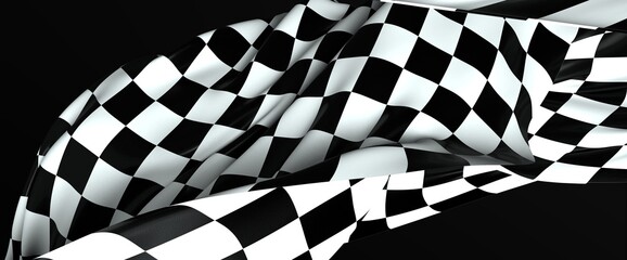 Obraz premium Checkered flag, race flag background 3d