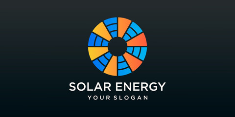 Sun solar energy logo design template. solar tech logo designs, Idea logo design inspiration