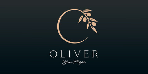 Naklejka premium Twig Olive Oil logo template icon design