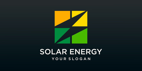Naklejka premium Solar Energy logo designs vector, Sun power logo