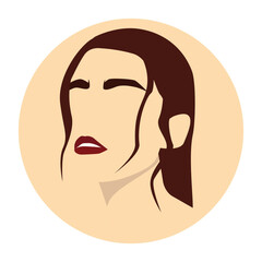 Abstract female shape. Fashion girl silhouette pastel colors, retro woman portrait for social media. Modern Boho style background for art print, poster, card. Vector illustration,Contemporary portrait