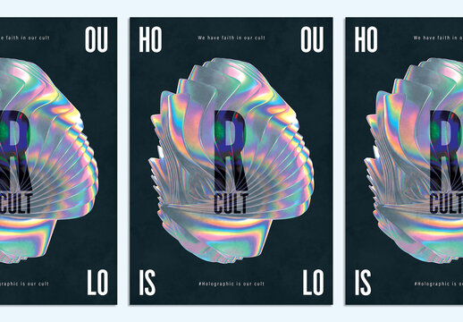 Creative Poster Layout with Abstract 3D Holographic Design Element