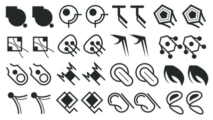 Abstract Set Collection Black Quotemarks Speech Punctuation Excerpt Remarks Icons Vector Design Style