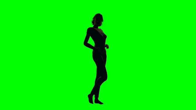  Silhouette of shapely woman posing on a green screen