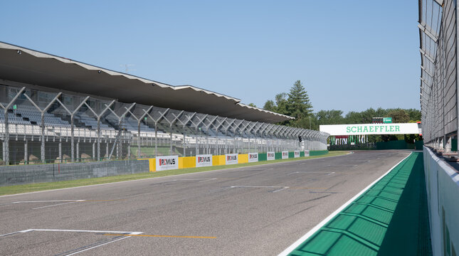 Imola circuit main straight international motorsport empty asphalt track