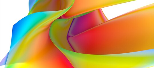 Fluid design twisted shapes holographic 3D abstract background iridescent wallpaper