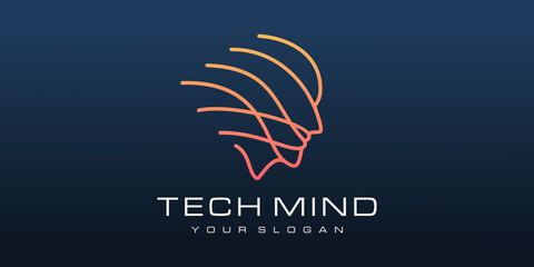 Head tech logo, robotic technology logo vector design inspiration
