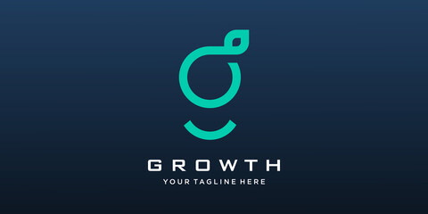 Initial Letter g and leaf Logo design vector.