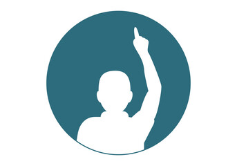 Símbolo o icono de niño levantando la mano