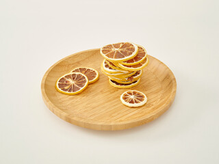 Dry fruit on the white background style, in the wooden cup isolated.