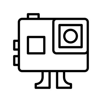 Action Camera Icon. Line Art Style Design Isolated On White Background