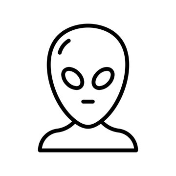Alien Mask Icon. Line Art Style Design Isolated On White Background