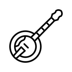 Banjo Icon. Line Art Style Design Isolated On White Background