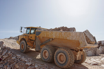 Heavy truck working in a marble quarry
