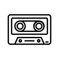 Cassette Tape Icon. Line Art Style Design Isolated On White Background