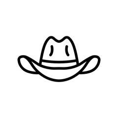 Cowboy Hat Icon. Line Art Style Design Isolated On White Background