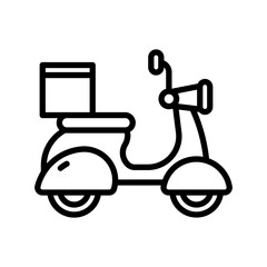 Delivery Bike Icon. Line Art Style Design Isolated On White Background