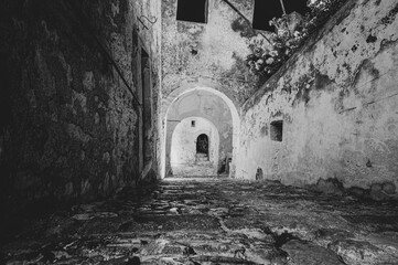 Italy, July 2022: architectural and naturalistic details on the island of San Nicola in the...