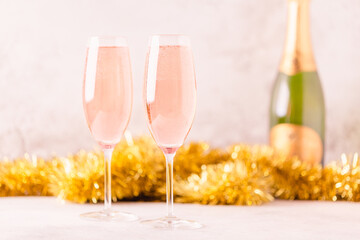 Champagne or wine on a decorated table