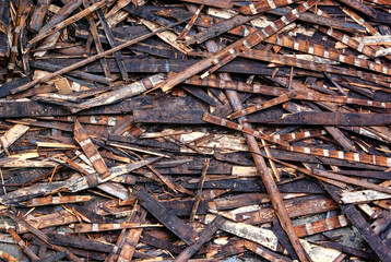 old boards from the renovation of the roof of a historic building