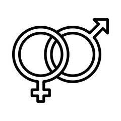 Gender Icon. Line Art Style Design Isolated On White Background