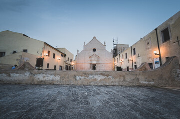 Italy, July 2022: architectural and naturalistic details on the island of San Nicola in the...