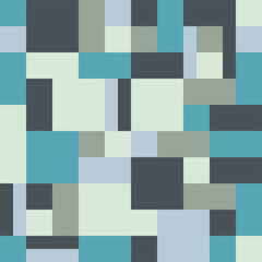 Seamless pattern with squares and rectangles of different sizes and shades of green. Vector illustration.