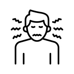 Headache Icon. Line Art Style Design Isolated On White Background