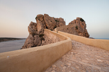 Italy, July 2022: architectural and naturalistic details on the island of San Nicola in the...