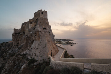 Italy, July 2022: architectural and naturalistic details on the island of San Nicola in the...