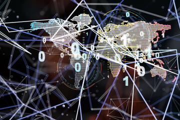 Global network connection. World map point and line composition