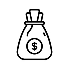 Money Bag Icon. Line Art Style Design Isolated On White Background