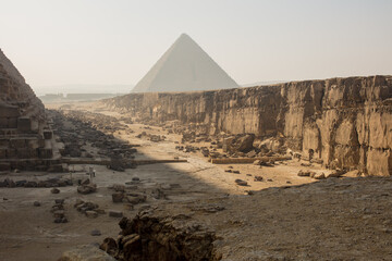 Fototapeta na wymiar The pyramids at Giza, together with the Sphinx and smaller tombs, are among the most significant attractions in the world