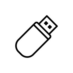 Pen Drive Icon. Line Art Style Design Isolated On White Background