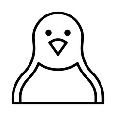 Penguin Icon. Line Art Style Design Isolated On White Background