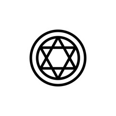 Pentagram Icon. Line Art Style Design Isolated On White Background