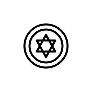 Pentacle Icon. Line Art Style Design Isolated On White Background