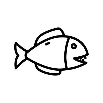 recommend clip art: Piranha Icon. Line Art Style Design Isolated On White Background