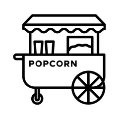 Fototapeta na wymiar Popcorn Stand Icon. Line Art Style Design Isolated On White Background