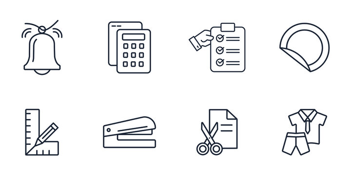 school supplies icons set . school supplies pack symbol vector elements for infographic web