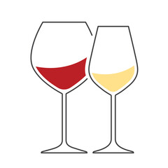 glass of white and red wine icon- vector illustration