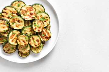 Fried zucchini on plate