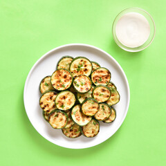 Fried zucchini on plate