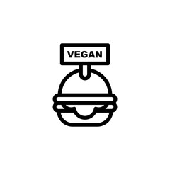 Vegan Burger Icon. Line Art Style Design Isolated On White Background