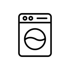Washing Machine Icon. Line Art Style Design Isolated On White Background