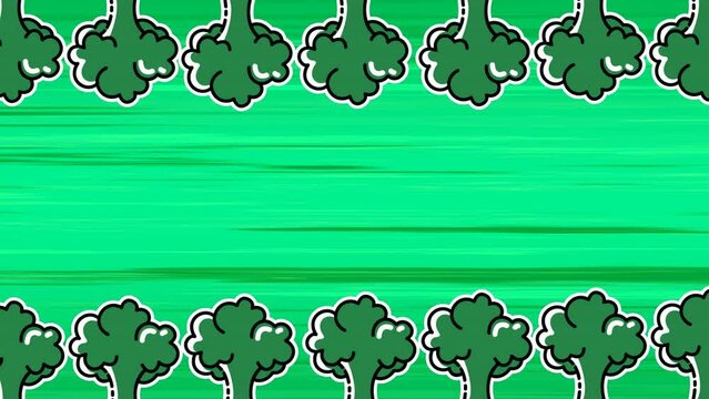 Animation of broccoli moving on green background