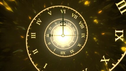 Dark Yellow Time Spiral Clock Face Loop Animation